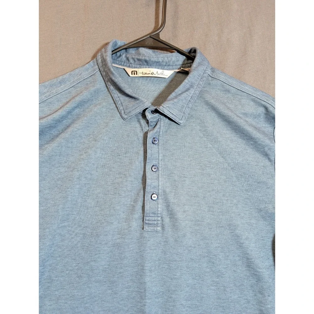 Travis Mathew Polo Shirt Mens XL Blue Golf Pima Cotton‎ Blend Logo Adult